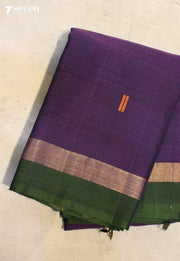 Jalvaya Signature Seven Handloom Purple Bangalore Pure Cotton Saree - Seven Sarees - Saree - Seven Sarees