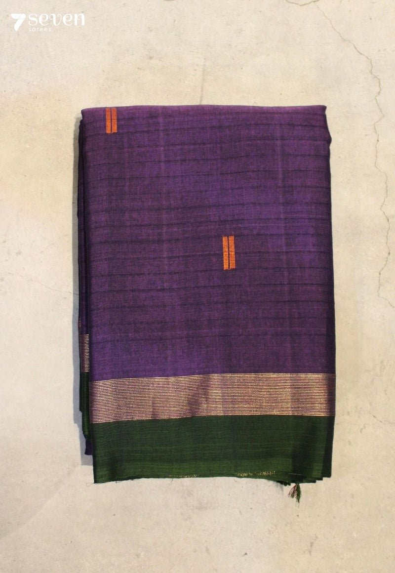 Jalvaya Signature Seven Handloom Purple Bangalore Pure Cotton Saree - Seven Sarees - Saree - Seven Sarees