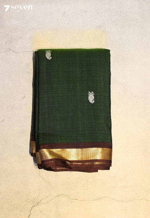 Jalvika Signature Seven Handloom Green Bangalore Pure Cotton Saree - Seven Sarees - Saree - Seven Sarees