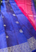 Jamun Flower Signature Seven Handloom Blue/ Red Bangalore Pure Silk Saree|Silk Mark Certified - Seven Sarees - Saree - Seven Sarees