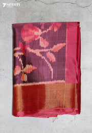 Janvira Patola Handloom Single Ikkat Pink Pure Silk Saree|Silk Mark Certified - Seven Sarees - Saree - Seven Sarees