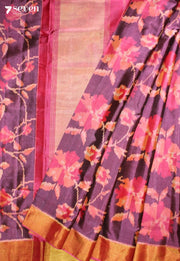 Janvira Patola Handloom Single Ikkat Pink Pure Silk Saree|Silk Mark Certified - Seven Sarees - Saree - Seven Sarees