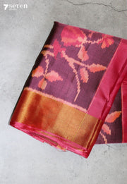 Janvira Patola Handloom Single Ikkat Pink Pure Silk Saree|Silk Mark Certified - Seven Sarees - Saree - Seven Sarees