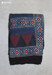Jeyamri Kutch Blue Pure Handmade Ajrakh 100% Cotton Saree - Seven Sarees - Saree - Seven Sarees
