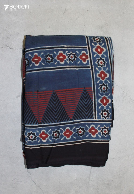 Jeyamri Kutch Blue Pure Handmade Ajrakh 100% Cotton Saree - Seven Sarees - Saree - Seven Sarees