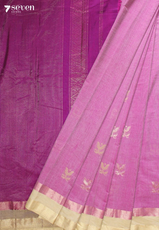 Jivanira Signature Seven Handloom Pink Bangalore Pure Cotton Saree - Seven Sarees - Saree - Seven Sarees