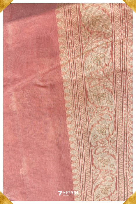 Johilla Benares Pink Handloom Pure Cotton Saree - Seven Sarees - Saree - Seven Sarees