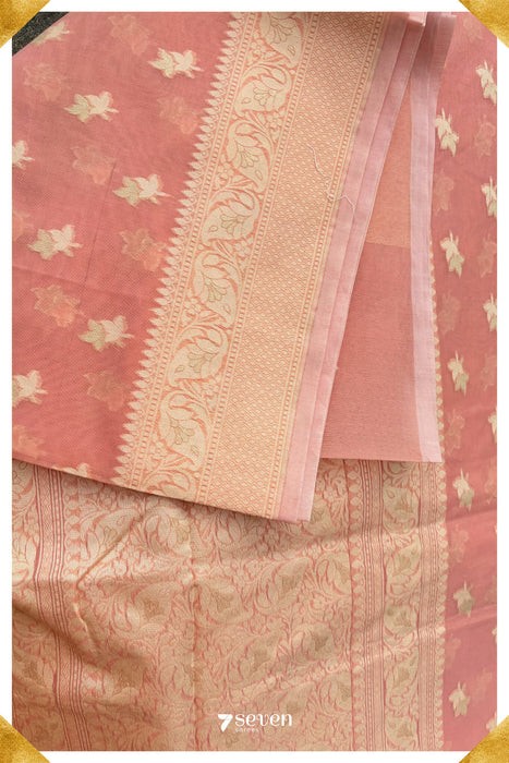 Johilla Benares Pink Handloom Pure Cotton Saree - Seven Sarees - Saree - Seven Sarees