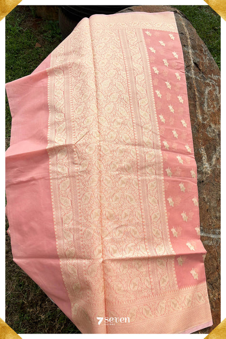 Johilla Benares Pink Handloom Pure Cotton Saree - Seven Sarees - Saree - Seven Sarees