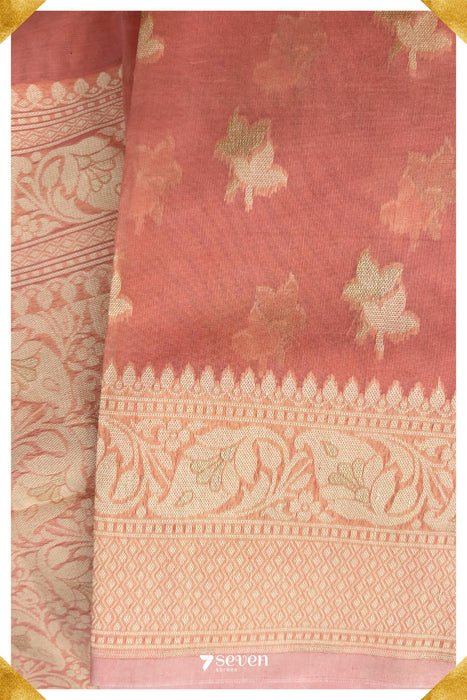 Johilla Benares Pink Handloom Pure Cotton Saree - Seven Sarees - Saree - Seven Sarees