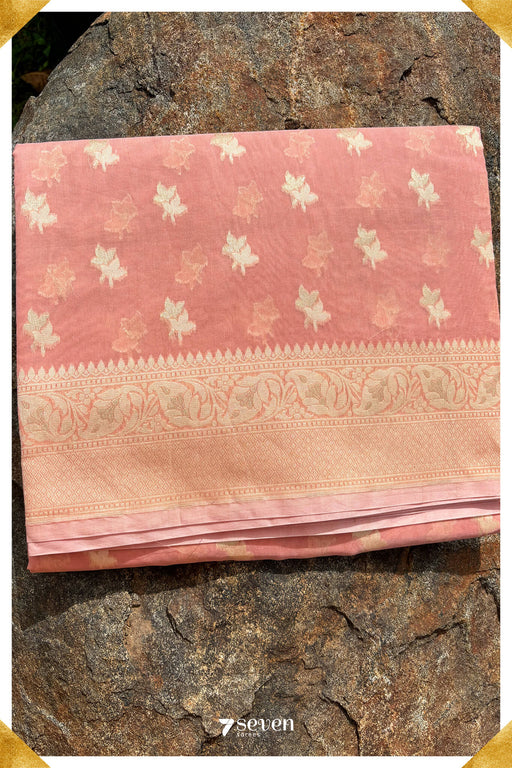 Johilla Benares Pink Handloom Pure Cotton Saree - Seven Sarees - Saree - Seven Sarees