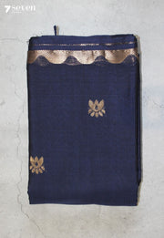 Jovari Signature Seven Handloom Blue Bangalore Pure Cotton Saree - Seven Sarees - Saree - Seven Sarees