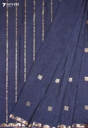 Jovari Signature Seven Handloom Blue Bangalore Pure Cotton Saree - Seven Sarees - Saree - Seven Sarees