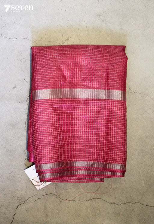 Just Bloomed Handloom Pink Pure Tussar Silk(Kosa) Saree| Silk Mark Certified - Seven Sarees - Saree - Seven Sarees