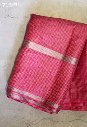 Just Bloomed Handloom Pink Pure Tussar Silk(Kosa) Saree| Silk Mark Certified - Seven Sarees - Saree - Seven Sarees