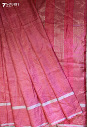 Just Bloomed Handloom Pink Pure Tussar Silk(Kosa) Saree| Silk Mark Certified - Seven Sarees - Saree - Seven Sarees