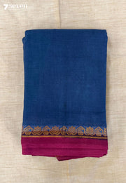 Kadambam Madurai Blue Handmade Pure Cotton Sungudi Saree - Seven Sarees - Saree - Seven Sarees