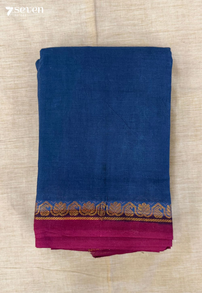 Kadambam Madurai Blue Handmade Pure Cotton Sungudi Saree - Seven Sarees - Saree - Seven Sarees