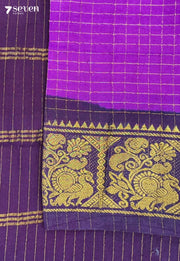 Kadambam Madurai Violet Handmade Pure Cotton Sungudi Saree - Seven Sarees - Saree - Seven Sarees