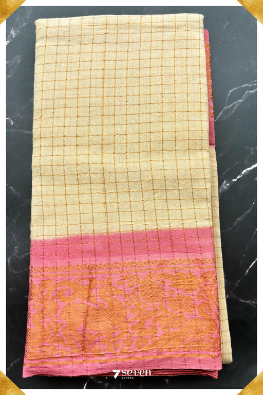 Kadambavanam Madurai White Handmade Pure Cotton Sungudi Checks Saree - Seven Sarees - Saree - Seven Sarees