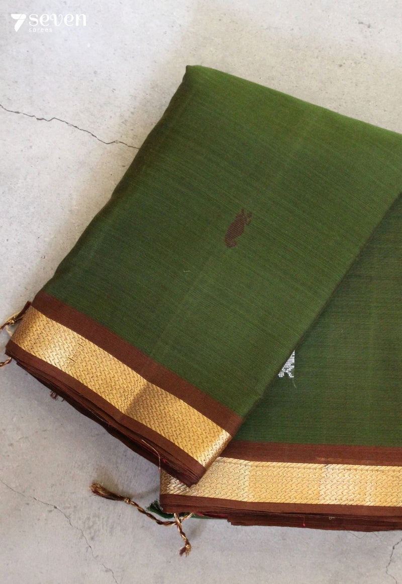 Kairanvi Signature Seven Handloom Green Bangalore Pure Cotton Saree - Seven Sarees - Saree - Seven Sarees