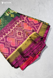 Kairavi Patola Handloom Single Ikkat Green Pure Silk Saree|Silk Mark Certified - Seven Sarees - Saree - Seven Sarees