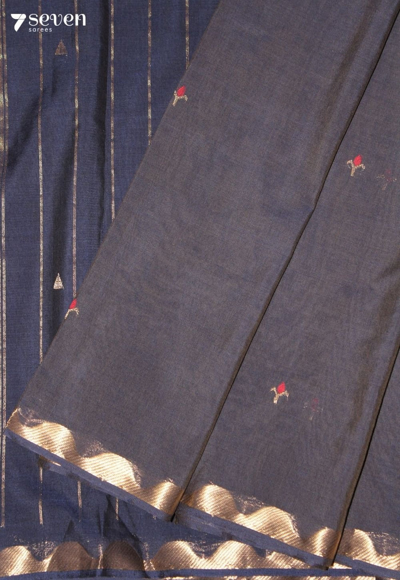Kairika Signature Seven Handloom Blue Bangalore Pure Cotton Saree - Seven Sarees - Saree - Seven Sarees