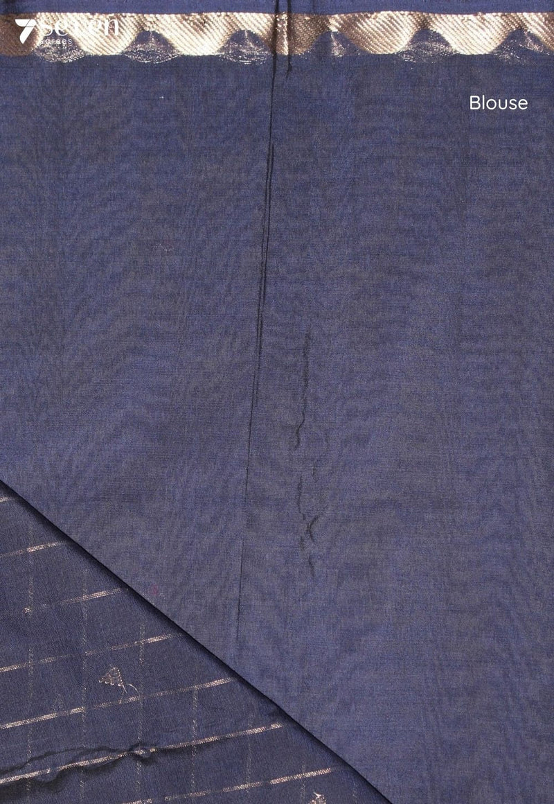 Kairika Signature Seven Handloom Blue Bangalore Pure Cotton Saree - Seven Sarees - Saree - Seven Sarees