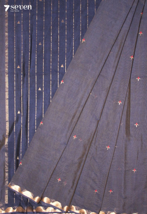 Kairika Signature Seven Handloom Blue Bangalore Pure Cotton Saree - Seven Sarees - Saree - Seven Sarees