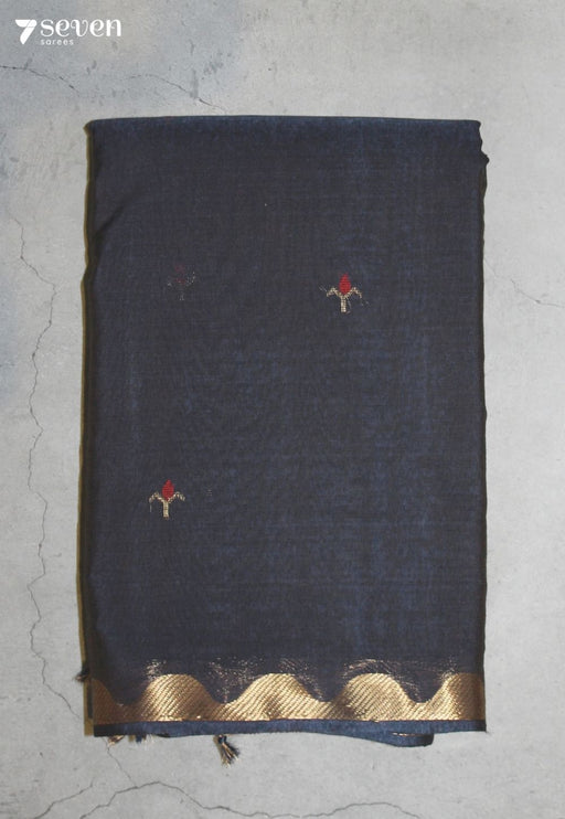 Kairika Signature Seven Handloom Blue Bangalore Pure Cotton Saree - Seven Sarees - Saree - Seven Sarees