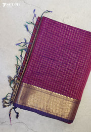 Kairuma Maheshwari Handloom Pink Silk Cotton Saree - Seven Sarees - Seven Sarees