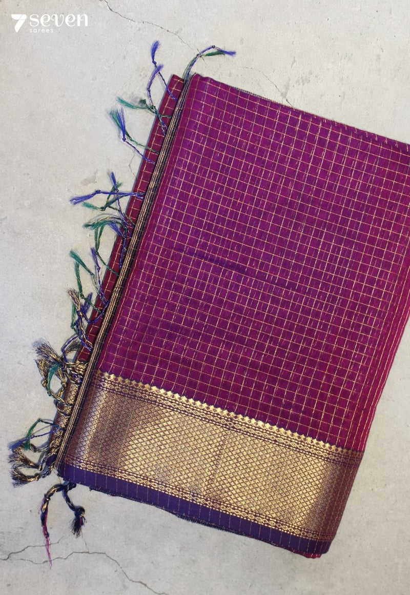 Kairuma Maheshwari Handloom Pink Silk Cotton Saree - Seven Sarees - Seven Sarees