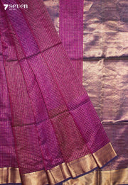 Kairuma Maheshwari Handloom Pink Silk Cotton Saree - Seven Sarees - Seven Sarees