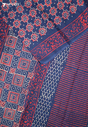 Kairusha Jaipur Blue Hand Block Printed 100% Cotton Saree - Seven Sarees - Saree - Seven Sarees