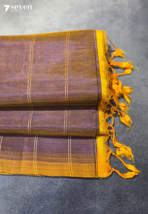 Kalika Mangalagiri Handloom Mustard Vegan Silk Saree - Seven Sarees - Saree - Seven Sarees