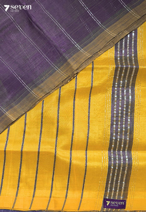Kalika Mangalagiri Handloom Mustard Vegan Silk Saree - Seven Sarees - Saree - Seven Sarees