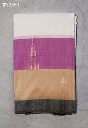 Kalindi Signature Seven Handloom White Bangalore Pure Silk Cotton Saree - Seven Sarees - Saree - Seven Sarees