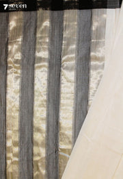 Kalindi Signature Seven Handloom White Bangalore Pure Silk Cotton Saree - Seven Sarees - Saree - Seven Sarees