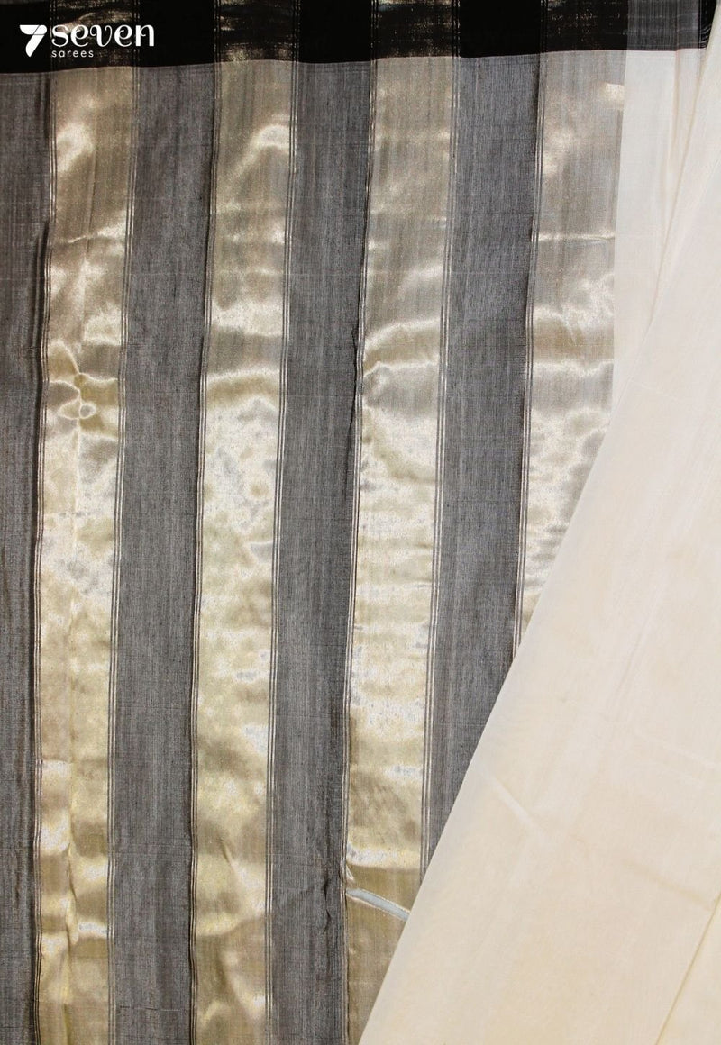 Kalindi Signature Seven Handloom White Bangalore Pure Silk Cotton Saree - Seven Sarees - Saree - Seven Sarees