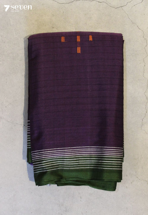 Kalmeya Signature Seven Handloom Purple Bangalore Pure Cotton Saree - Seven Sarees - Saree - Seven Sarees
