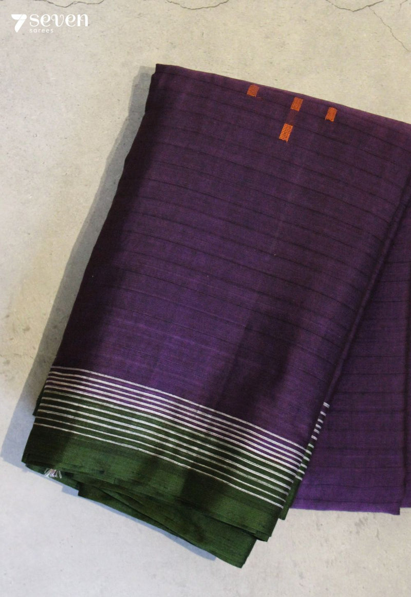 Kalmeya Signature Seven Handloom Purple Bangalore Pure Cotton Saree - Seven Sarees - Saree - Seven Sarees