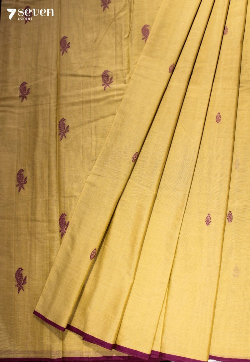 Kalpita Signature Seven Handloom Khakhi Bangalore Pure Cotton Saree - Seven Sarees - Saree - Seven Sarees