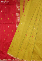 Kalrini Maheshwari Handloom Yellow Silk Cotton Saree - Seven Sarees - Seven Sarees