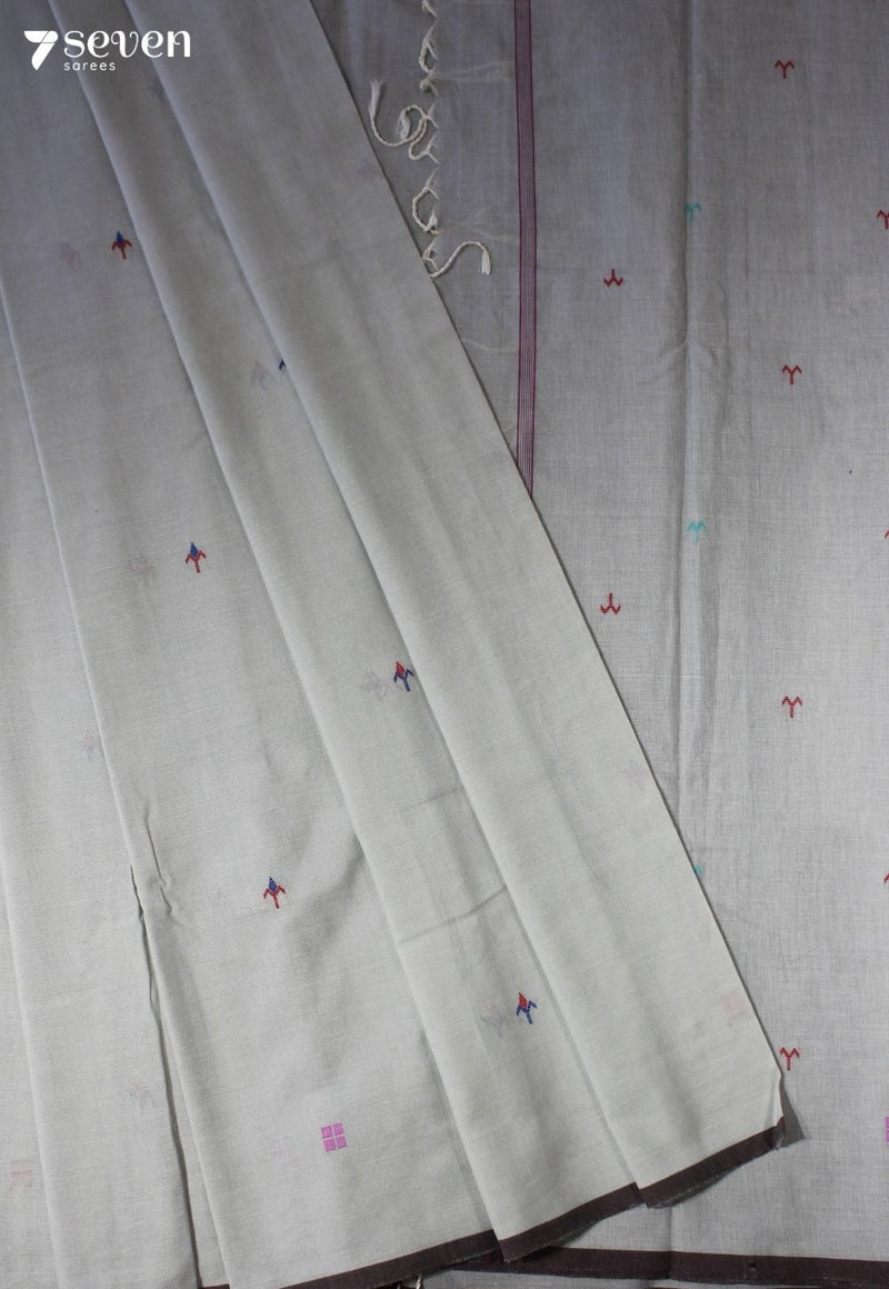 Kamalata Signature Seven Handloom Blue - White Bangalore Pure Cotton Saree - Seven Sarees - Saree - Seven Sarees