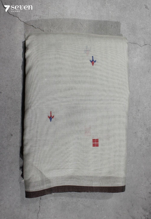 Kamalata Signature Seven Handloom Blue - White Bangalore Pure Cotton Saree - Seven Sarees - Saree - Seven Sarees