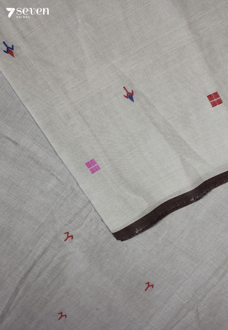 Kamalata Signature Seven Handloom Blue - White Bangalore Pure Cotton Saree - Seven Sarees - Saree - Seven Sarees