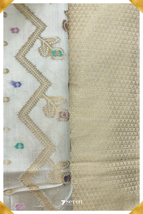 Kamla Benares White Pure Silk Saree | Silk Mark Certified - Seven Sarees - Saree - Seven Sarees