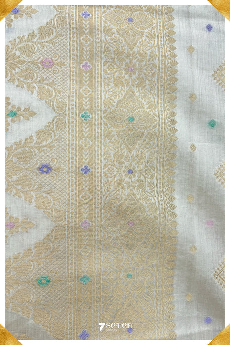 Kamla Benares White Pure Silk Saree | Silk Mark Certified - Seven Sarees - Saree - Seven Sarees