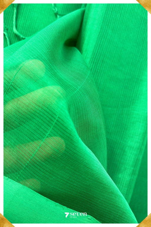 Kanaka Mangalagiri Handloom Green Vegan Silk Saree - Seven Sarees - Saree - Seven Sarees