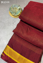 Kanchana Raga Signature Seven Handloom Red Bangalore Pure Cotton Saree - Seven Sarees - Saree - Seven Sarees